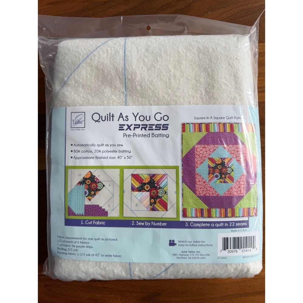 New June Tailor Quilt As You Go Express Batting 40x50 Quilt Beginner Friendly